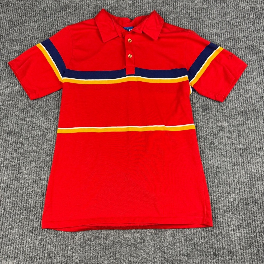 Vtg 80s Ocean Pacific‎ OP Polo Shirt Mens M Red Striped Retro Skater Made in USA